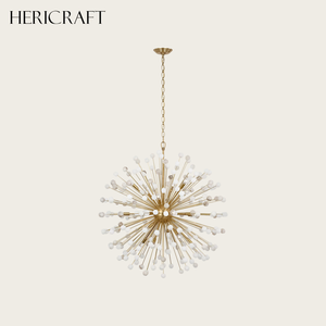 Sputnik Alabaster <b>Chandelier</b>/Pendant/Hanging <b>Light</b> in Hand-Rubbed Antique Brass for Living Dining Kitchen 110V - Product Image 1