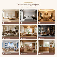 Meuble de cuisine moderne beige mat avec îlot en bois cannelé, unités murales du sol au plafond sans poignées, panneaux E1, ensemble de cuisine sur mesure
