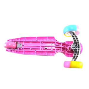 Adjustable Height Folding <strong>Green</strong> pink Girls Flashing Light up Steel 3-wheeler Kick <strong>Scooter</strong> with Helmet Kit - Product Image 3