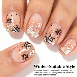 <span class=keywords><strong>Uñas</strong></span> Acrílicas Doradas con Purpurina para Navidad, Diseño <span class=keywords><strong>de</strong></span> Copos <span class=keywords><strong>de</strong></span> Nieve, Cobertura Completa, Acabado Brillante, Puntas Largas, Patrón <span class=keywords><strong>de</strong></span> Mariposa para Dedos - Product Image 1
