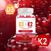 WELLBODY OEM Gummies de Vitamine D3 K2 de Qualité Alimentaire pour Adultes - 60 Gummies Soutient la Santé des Os, du Cœur, l'Absorption du Calcium et le Système Immunitaire