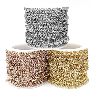 Chaîne d'extension en acier inoxydable, rouleau de 5 m, motif meander, accessoire de bijouterie DIY, options de couleurs argent, or, or rose - Product Image 1