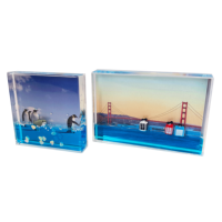 Cadre photo personnalisé en acrylique liquide flottant, thème Océan, Poissons, Bateau de Croisière, avec sable mouvant et eau, pour cadeau souvenir de Noël