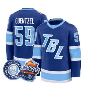 Camiseta de hockey de la Serie Estadio 59 de los Tampa Bay Lightning de Jake Guentzel, diseño Thunder azul claro para hombre - Product Image 1