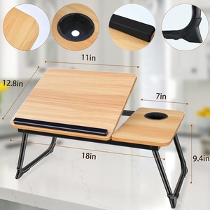 Table pliante portable pour ordinateur portable avec porte-gobelet, bande antidérapante et angle de table réglable - Product Image 5