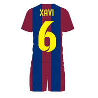 Barcelona Erkek Futbol Forması Seti Xavi 6 Süblimasyon Baskılı Hızlı Kuruyan Bisiklet Yaka Yetişkin Tüm Mevsimler Spor Giysisi