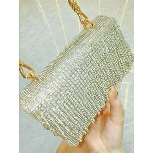 Borsa con Strass Scintillante, Borsetta Argento con Diamanti per Donne, Elegante Borsa da Sera con Strass, Borsa a Tracolla - Product Image 4