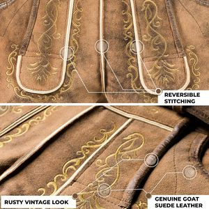 Auténticos Pantalones Cortos de Cuero para Hombre, Trajes de Oktoberfest, Estilo Tradicional Alemán, Cortos - Product Image 5