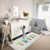 Vente en gros de tapis imprimés en 3D lavables en machine pour enfants Tapis de sol en laine Fuax Cartoon Tapis de jardin d'enfants pour chambre à coucher de salle de jeux