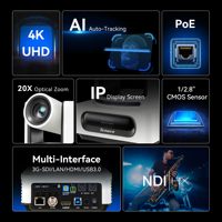 Cámara PTZ para Conferencias en Oferta, NDI 20x 4K USB3.0 POE, Grado Profesional, Seguimiento por IA, Sistema de Audio para Conferencias con el Mejor Precio