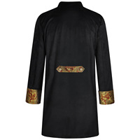 Manteau long de capitaine pirate médiéval pour homme, style rétro steampunk gothique, frak orné de brocart doré, veste de costume pour Halloween