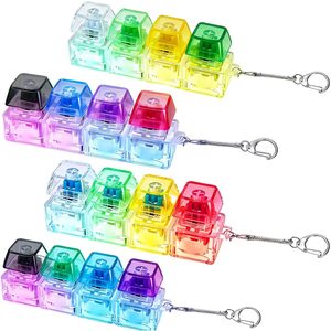 <b>Keyboard</b> Fidget Keychain Square Pattern <b>Led</b> Color Changing Clicker Stress Relief Toy for Kids Adults Zinc Alloy Plastic Material - Product Image 2