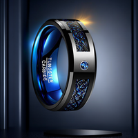 Bague de mariage en tungstène pour homme Suxuan de haute qualité, 8 mm, incrustation de zircon cubique bleu/vert/rouge, dragon en carbure de tungstène, taille 7-13