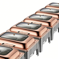 Halb Roségold Edelstahl Elektrischer Speisenwärmer Buffet-Set Rechteckiger & Runder Chafing Dish für Hotels & Restaurants
