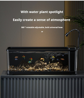 Aquarium écologique rectangulaire tout-en-un en plastique pour bureau avec filtre latéral et jet d'oxygène pour la maison, la chambre et la terrasse