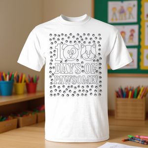 T-shirt promotionnel avec empreintes de pattes d'animaux pour l'activité de coloriage des 100 jours d'école - Product Image 3