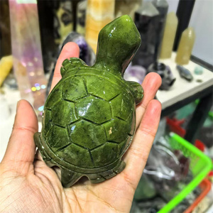 Nouveautés Figurines d'Animaux Tortue Sculptée en Pierre de Cristal de 11 cm Statues de Tortue en Cristal de <span class=keywords><strong>Jade</strong></span> Vert Naturel pour Décoration - Product Image 2