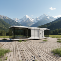 Maisonnette mobile moderne préfabriquée en acier, type Apple Cabin, entièrement équipée, sur roues, pour jardin, bureau, maisonnette portable avec salle de bain et cuisine