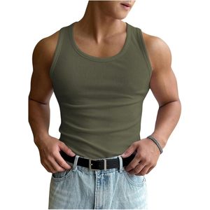 FOXA Men's Summer Tank <b>Top</b> Scoop Neck Knit Gym Workout Muscle Tank Undershirt Sleeveless Shirts - Product Image 1