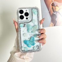 Accessoire papillon de luxe Design de mode brillant 3 en 1 couverture de téléphone incassable pour REDMI 15 5G