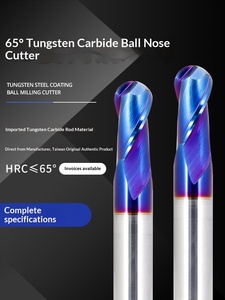 Fresa de extremo esférico de carburo de tungsteno de 65 grados con doble filo y recubrimiento de carburo, herramienta CNC de ángulo de hélice de 10-12 grados, personalizable ODM/OEM, de Taiwán - Product Image 1