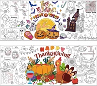 Poster de coloriage d'Halloween personnalisable (image/taille) – Rouleau de papier à dessin DIY, grande nappe, activités artistiques pour la décoration murale de la maison et de l'école