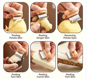 Outil de cuisine domestique 2-en-1 : Éplucheur d'<span class=keywords><strong>ail</strong></span> et grattoir à gingembre, pince à <span class=keywords><strong>ail</strong></span> magnétique pour éplucher et retirer les tiges, avec poignée - Product Image 5