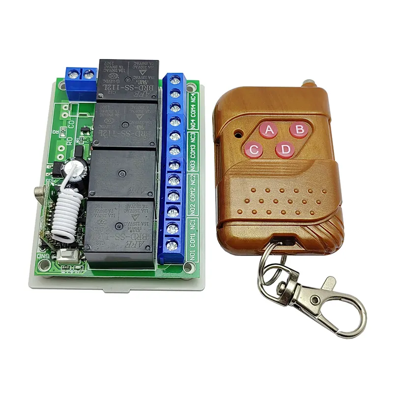 Wireless Relay Switch For 4 Lights 12V 4Ch Rf Remote Control Wireless Switch Universal Ac Control System 433Mhz