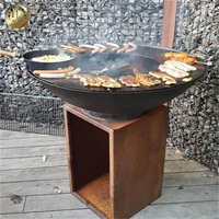 Table de barbecue en métal rouillé personnalisable avec foyer chauffant et bois de chauffage pour les fêtes