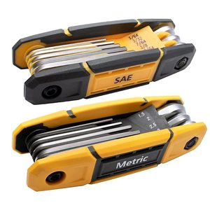 Folding Allen <b>Wrench</b> Set Metric SAE 17pcs Chrome Vanadium Steel Double End Anti-Slip Handle Manual Tool for Home Repair - Product Image 1