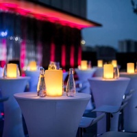 Lampe de table simple rechargeable pour restaurant occidental, bar en bois, veilleuse d'ambiance avec porte-cartes