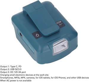 <span class=keywords><strong>ADP05</strong></span> 14,4 V/18V Lion batería USB/tipo C Puerto convertidor foco de luz adaptador de cargador al aire libre BL1830B para Mak Itas - Product Image 2