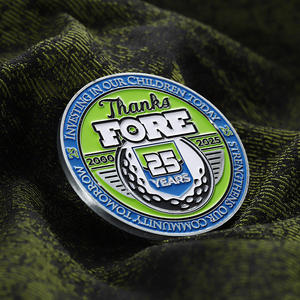 Moeda Comemorativa Personalizada de <span class=keywords><strong>Metal</strong></span> em Liga de Zinco com Esmalte Multicolorido e Logotipo em Relevo – Edição Especial de Golfe para o 25º Aniversário - Product Image 3