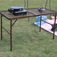 Table de camping pliable en aluminium avec plateau en maille, portable pour les repas en plein air et les pique-niques, design moderne, mobilier d'extérieur
