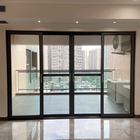 Porte coulissante extérieure en verre étanche à grand encadrement en aluminium noir minimaliste pour entrée de villa moderne