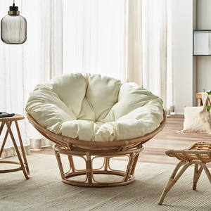 Modern <b>Round</b> Lounge <b>Chairs</b> Made of Rattan Eco-Friendly Design Waterproof <b>Cushions</b> Natural Finish for Living Room Outdoor Use - Product Image 3