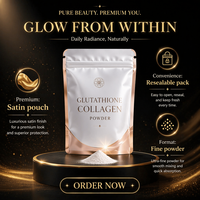 Complément alimentaire en poudre de glutathion et de collagène, emballage en sachet avec sceau en aluminium personnalisé