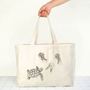 LILALILA Custom Print Recycled Cotton <b>Large</b> Shopping White <b>Canvas</b> Tote <b>Bag</b> - Product Image 5