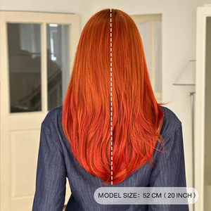 Perruques synthétiques lisses mi-longues de 20 pouces, ombrées <span class=keywords><strong>orange</strong></span>-rouge à rouge vif, en fibre résistante à la chaleur, aspect naturel mat, Peluca - Product Image 4