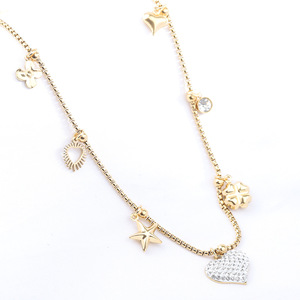 Collier avec pendentif en forme de cœur, ton or, incrustation de cristal de 18 mm, bijoux à porter au quotidien - Product Image 2