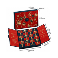 Boîte de calendrier de l'avent de Noël à double ouverture personnalisée, boîte de compte à rebours de 24 jours en carton, emballage cadeau surprise pour café et thé