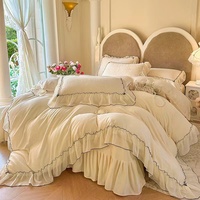 Ensemble de couette en velours de lait d'automne et d'hiver, quatre pièces, dentelle princesse, dentelle, chaud et en polaire