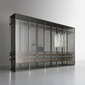 Maison moderne en aluminium cube de rangement en verre double vêtements garde-robe en bois pour bébés et enfants garde-robe portable - Product Image 5