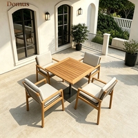 Ensemble de table et chaises de salle à manger d'extérieur en teck de luxe, 4 personnes, table carrée, mobilier de salle à manger pour patio, villa, jardin