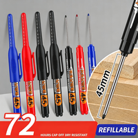 Marqueur à tête longue pour le travail du bois à base d'huile de 45 mm, noir, avec embout étendu pour marquage de trous profonds, pointe extra longue, stylo à tête large