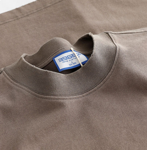 เสื้อยืดโอเวอร์ไซส์ผ้าคอตตอนหนา 400 GSM ย้อมสีพิกเมนต์ ซักฟอกสีซีดแบบซันเฟด ปักโลโก้ลาย аппліке สไตล์สตรีทแวร์สำหรับผู้ชาย - Product Image 4
