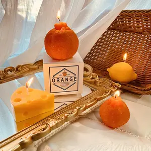INS Soy Wax Scented Candle Art Gift Home Decoration Photo Props Frangance Souvenir Lemon Ugly Orange Cheese Cereal Candles