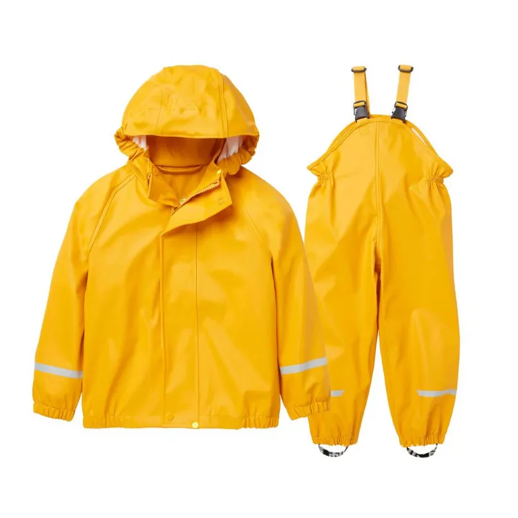 OEM Kids Toddler Baby Boys Waterproof Rain Jacket And Trousers Set PU 2pcs Toddler Rain Suit For Children