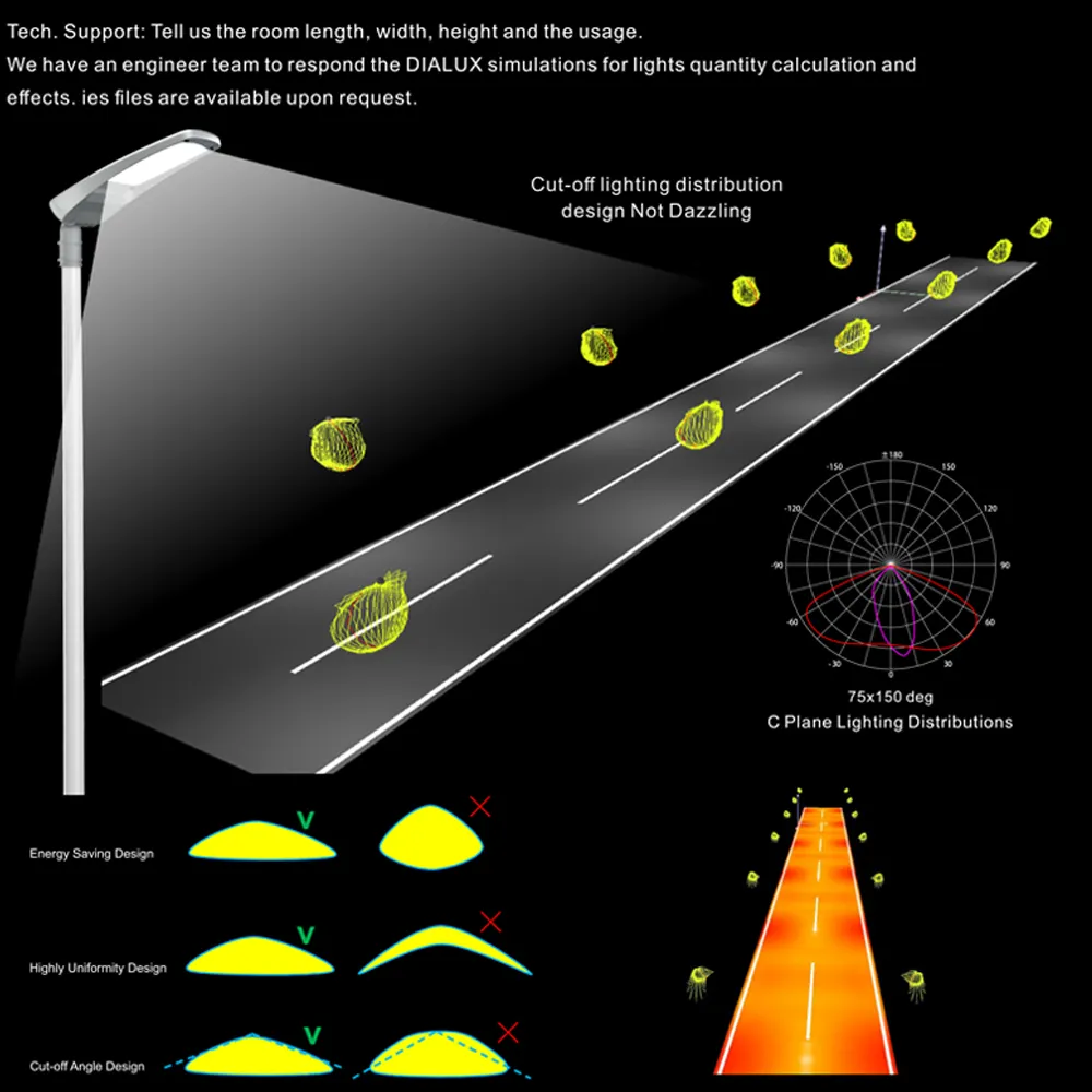 Lampu Jalan LED 40W, 60W, 100W, 150W, 200W, IP65, 6000K, jalan raya, kualitas tinggi