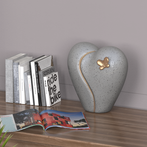 ODM personalizzato eco-friendly dorato cuore di farfalla in ceramica urna di cremazione in porcellana elegante ricordo commemorativa urna per ceneri umane - Product Image 5